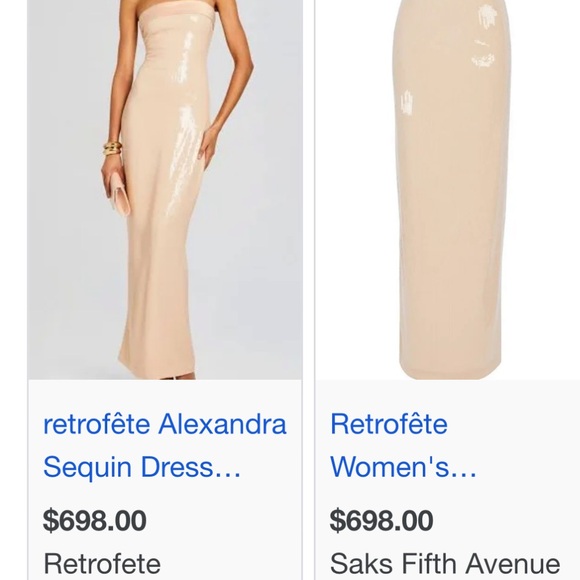 Retrofete Alexandra Dress Sequin Dress Beige XS - Picture 3 of 8